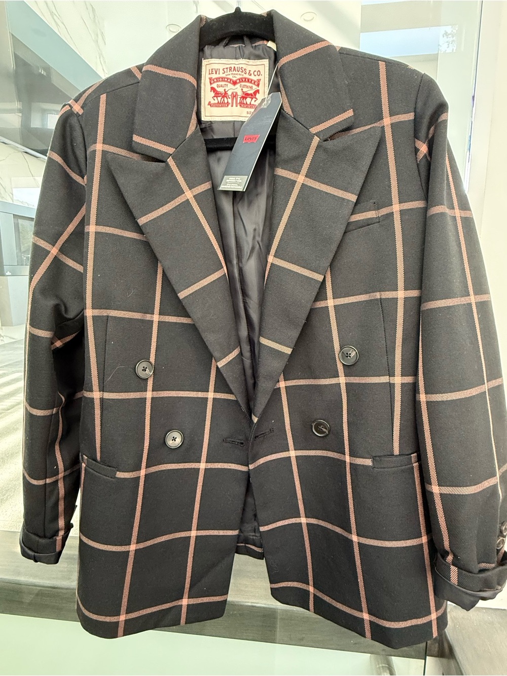Levi's Black Blazer with Pink Windowpane